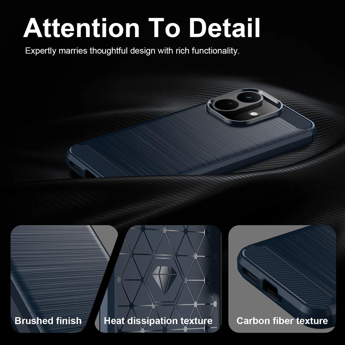 Suojakuori Xiaomi Redmi Note 17 Pro -puhelimelle, Techsuit, Carbon, sininen