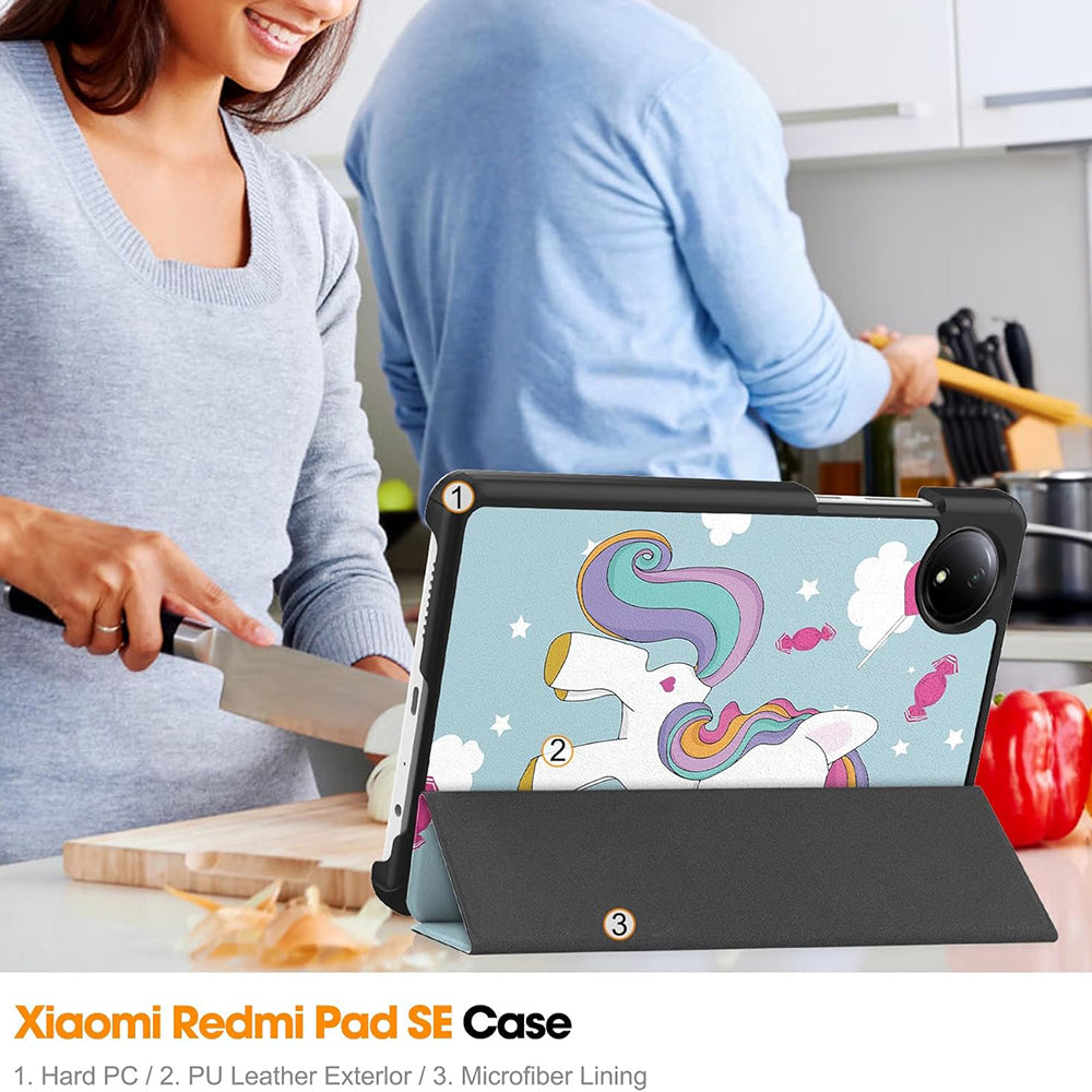 Kuori Xiaomi Redmi Pad SE 8.7:lle, Techsuit, FoldPro Unicorn, Monivärinen