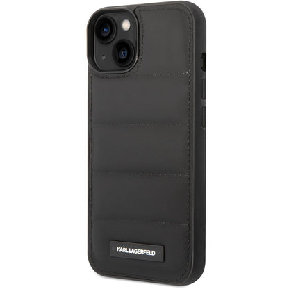 Kotelo Apple iPhone 14 Plus -puhelimelle, Karl Lagerfeld, Quilted Puffy Metal Logo, Musta