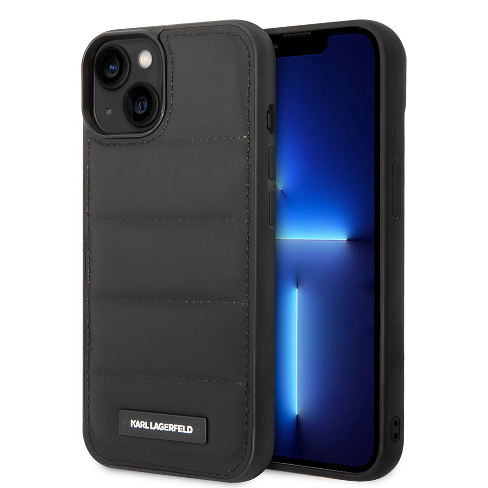 Kotelo Apple iPhone 14 Plus -puhelimelle, Karl Lagerfeld, Quilted Puffy Metal Logo, Musta