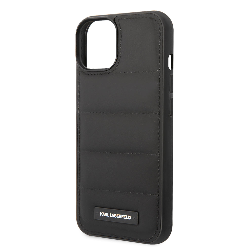 Kotelo Apple iPhone 14 Plus -puhelimelle, Karl Lagerfeld, Quilted Puffy Metal Logo, Musta