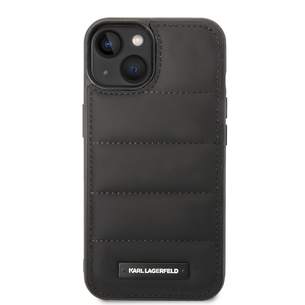 Kotelo Apple iPhone 14 Plus -puhelimelle, Karl Lagerfeld, Quilted Puffy Metal Logo, Musta