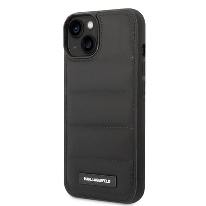 Kotelo Apple iPhone 14 Plus -puhelimelle, Karl Lagerfeld, Quilted Puffy Metal Logo, Musta