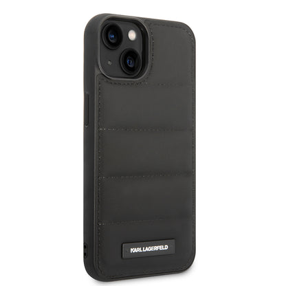 Kotelo Apple iPhone 14 Plus -puhelimelle, Karl Lagerfeld, Quilted Puffy Metal Logo, Musta