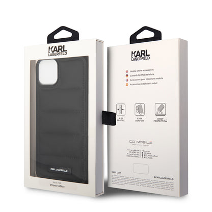 Kotelo Apple iPhone 14 Plus -puhelimelle, Karl Lagerfeld, Quilted Puffy Metal Logo, Musta