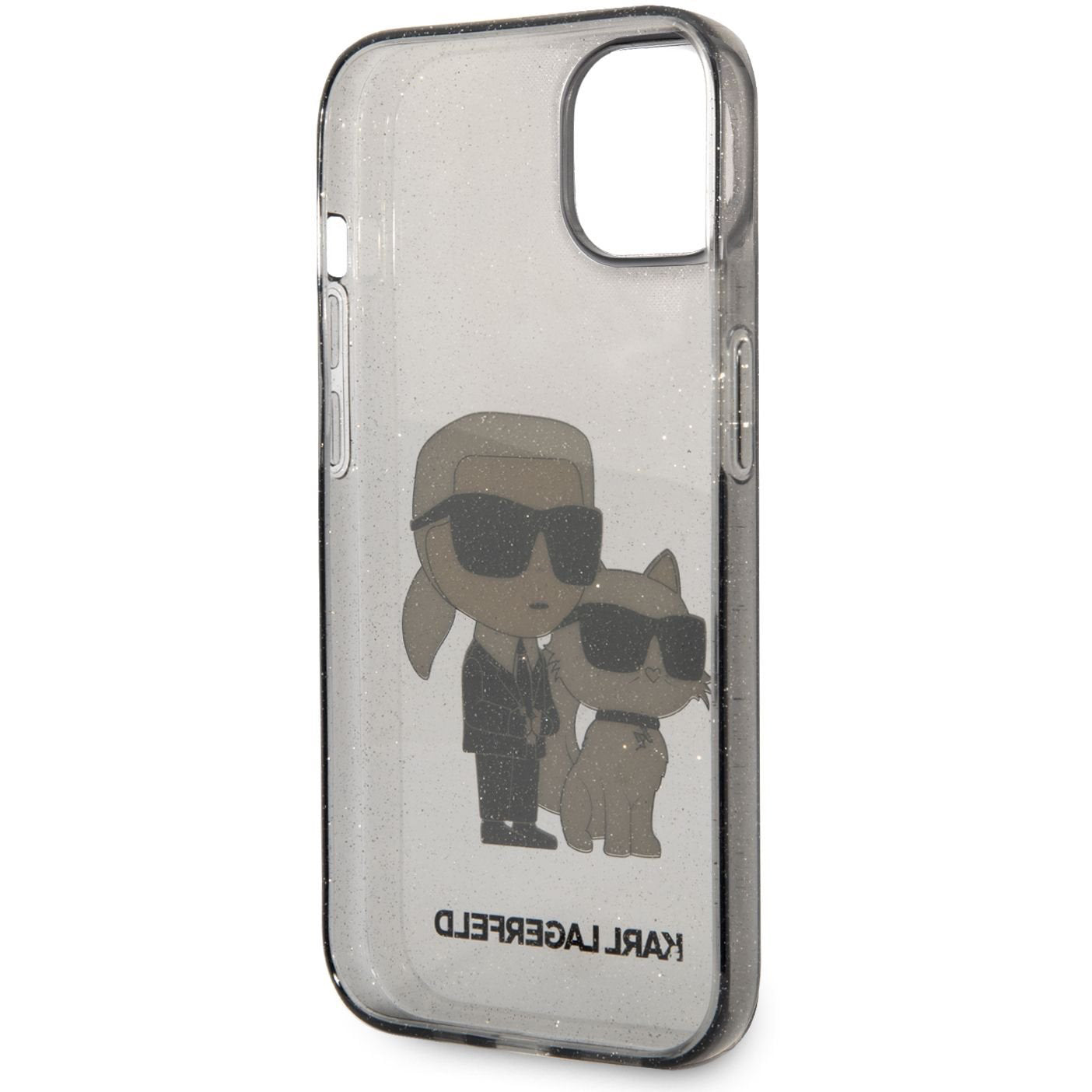Kuori Apple iPhone 14 Plus -puhelimelle, Karl Lagerfeld, IML Glitter Karl and Choupette NFT, Musta