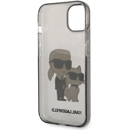 Kuori Apple iPhone 14 Plus -puhelimelle, Karl Lagerfeld, IML Glitter Karl and Choupette NFT, Musta