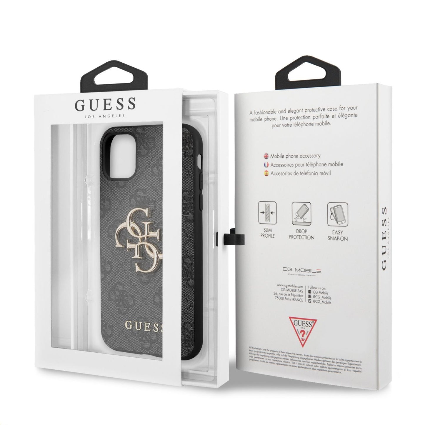 Suojakotelo Apple iPhone 11:lle, Guess, 4G Metal Logo, Harmaa
