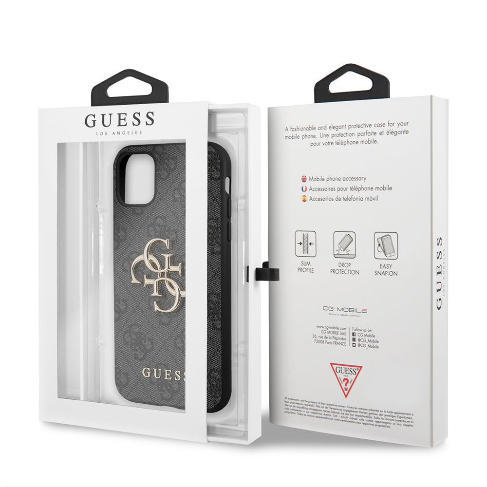 Suojakotelo Apple iPhone 11:lle, Guess, 4G Metal Logo, Harmaa