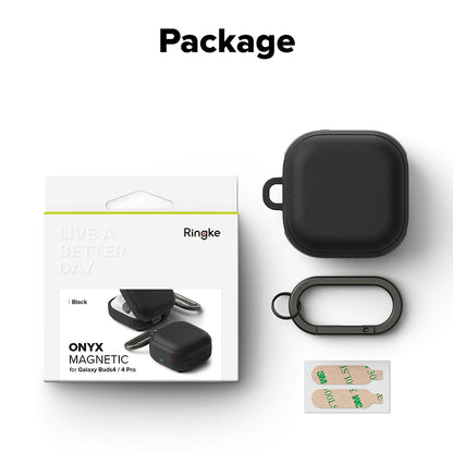 Ringke Onyx Magnetic -kotelo Samsung Galaxy Buds4 / Buds4 Prolle, Musta