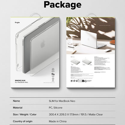Ringke Slim -suojakuori Apple MacBook Neo 13 tuumalle, mattapintainen läpinäkyvä