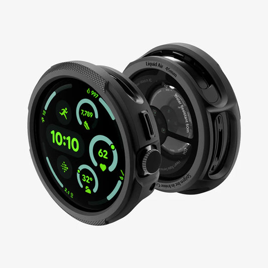 Spigen Liquid Air -kuori Google Pixel Watch 4 45mm:lle, Matta Musta ACS11222