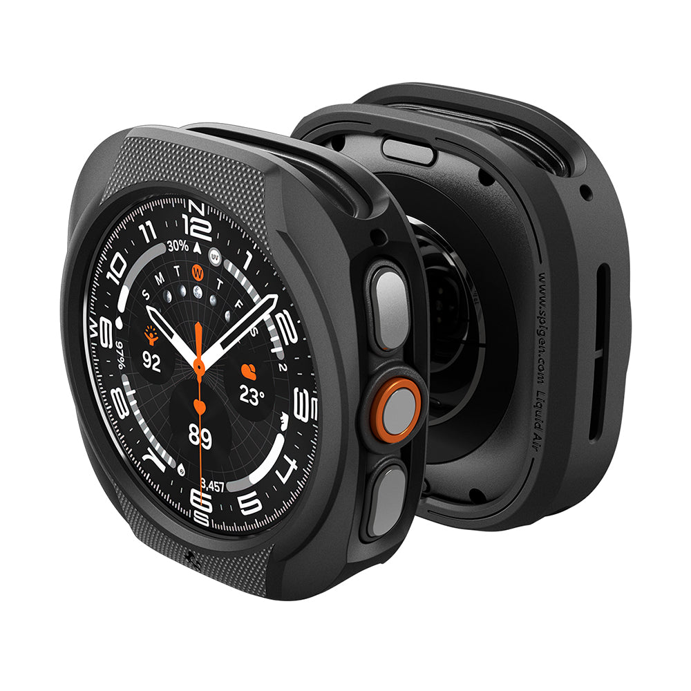 Spigen Liquid Air -kuori Samsung Galaxy Watch Ultra2:lle, Matta Musta ACS11610