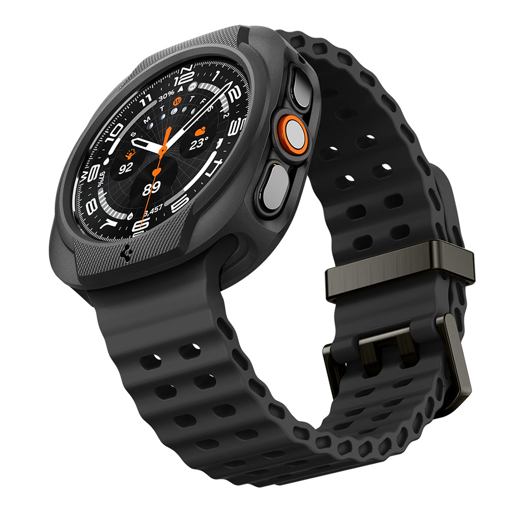 Spigen Liquid Air -kuori Samsung Galaxy Watch Ultra2:lle, Matta Musta ACS11610