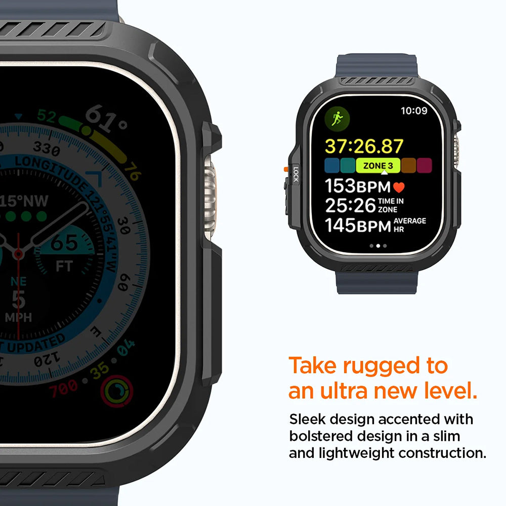 Spigen Lock Fit -kuori Apple Watch Ultra Seriesille, mattamusta ACS06208