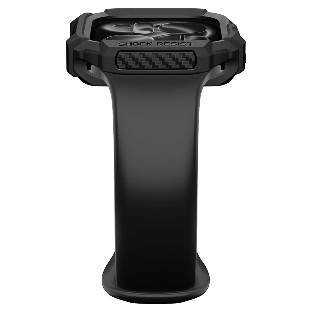 Spigen Rugged Armor -kuori Apple Watch Series 12 46mm:lle, Matta Musta ACS11886