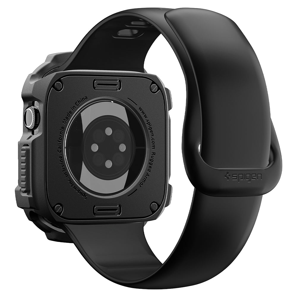 Spigen Rugged Armor -kuori Apple Watch Series 12 46mm:lle, Matta Musta ACS11886
