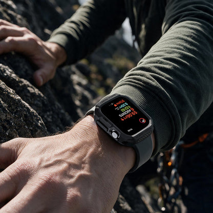 Spigen Rugged Armor -kuori Apple Watch Series 12 46mm:lle, Matta Musta ACS11886