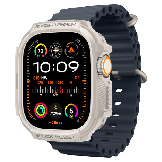 Spigen Rugged Armor -suojakotelo Apple Watch Ultra Series -sarjalle, Beige ACS07381