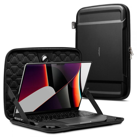 Spigen Rugged Armor -laukku kannettavalle tietokoneelle 13 tuumaa - 14 tuumaa, musta AFA04270
