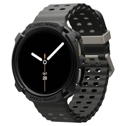 Spigen Rugged Armor -kuori Samsung Galaxy Watch8 44mm:lle, Matta Musta ACS10006