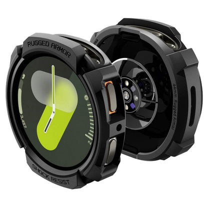 Spigen Rugged Armor -kuori Samsung Galaxy Watch8 44mm:lle, Matta Musta ACS10006