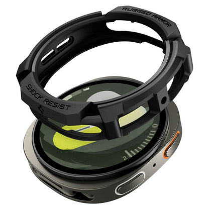 Spigen Rugged Armor -kuori Samsung Galaxy Watch8 44mm:lle, Matta Musta ACS10006