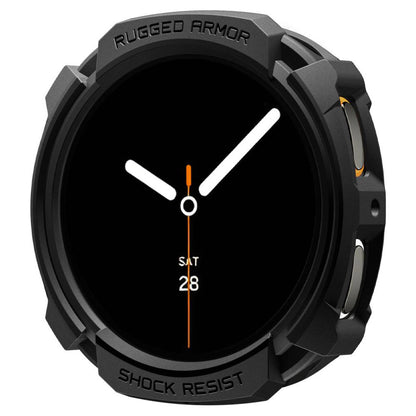 Spigen Rugged Armor -kuori Samsung Galaxy Watch8 44mm:lle, Matta Musta ACS10006
