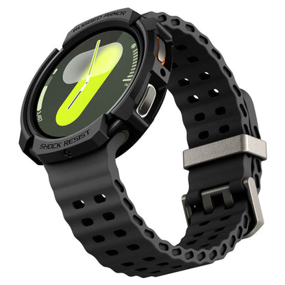 Spigen Rugged Armor -kuori Samsung Galaxy Watch8 44mm:lle, Matta Musta ACS10006