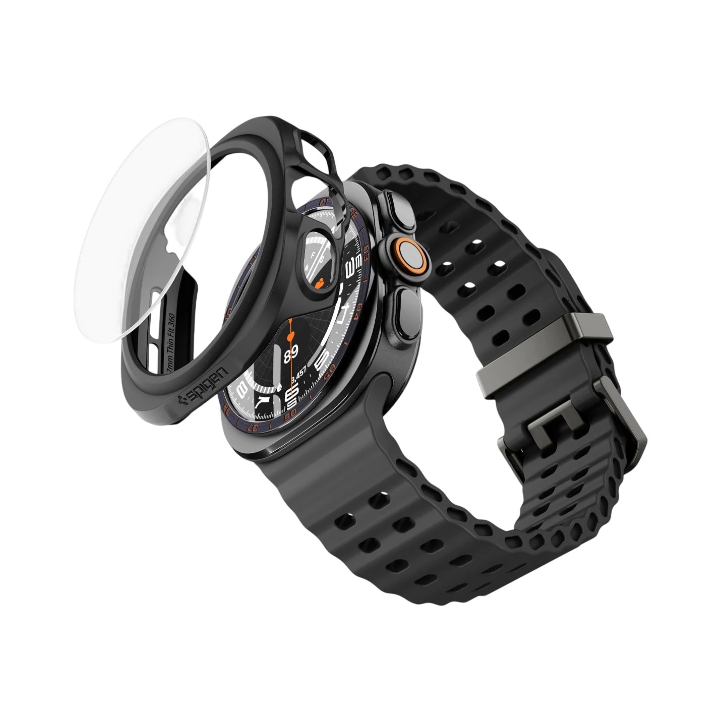 Spigen Thin Fit 360 -kuori Samsung Galaxy Watch Ultra2:lle, musta ACS11609