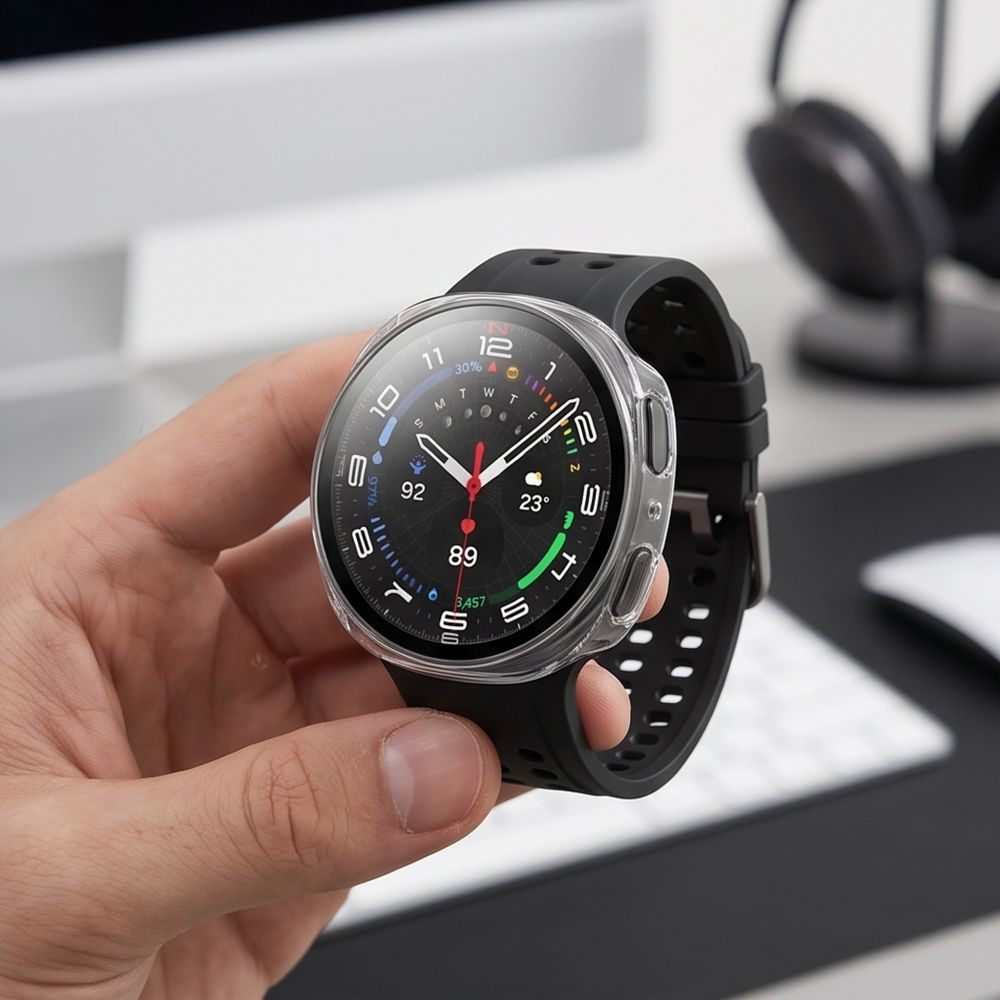 Tech-Protect Defense -kuori Samsung Galaxy Watch9 / Watch8 40mm:lle, 2 kappaleen setti, Musta / Läpinäkyvä