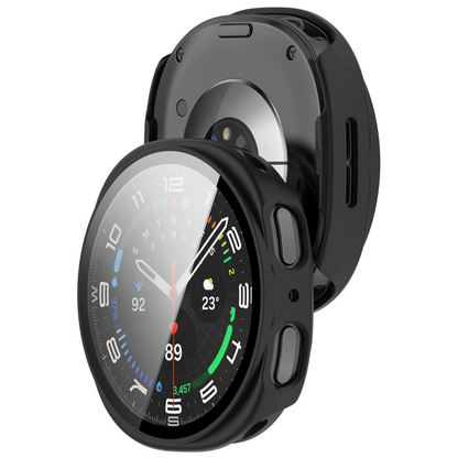 Tech-Protect Defense -kuori Samsung Galaxy Watch9 / Watch8 40mm:lle, 2 kappaleen setti, Musta / Läpinäkyvä