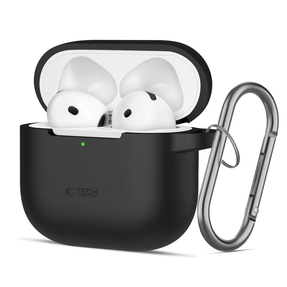 Tech-Protect Silicone Hook -suojakotelo Apple AirPods 4:lle, Musta