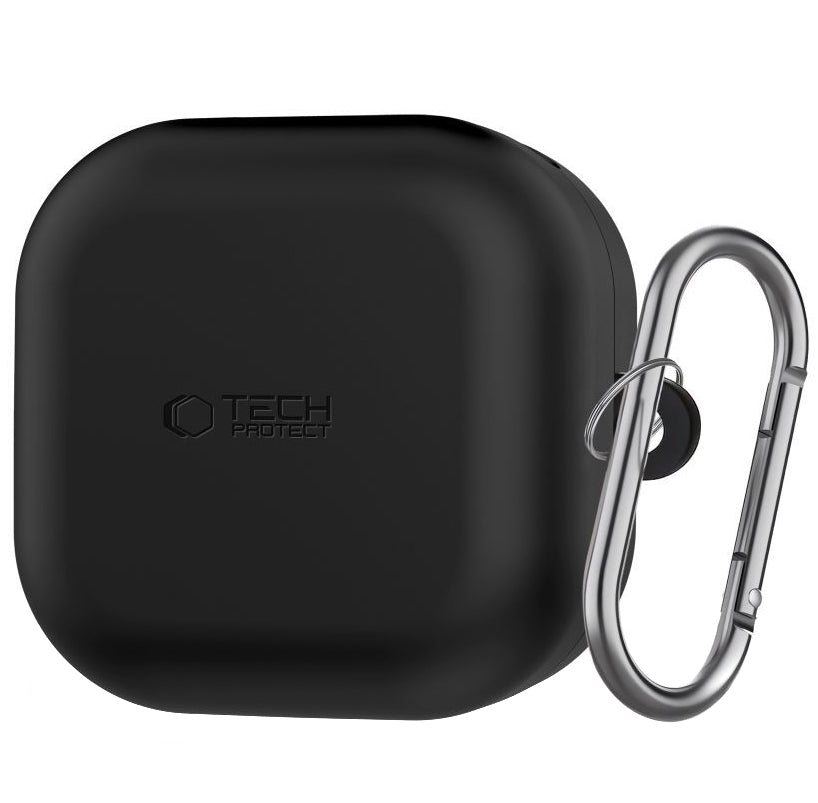 Tech-Protect Silicone Hook -suojakotelo Samsung Galaxy Buds4 / Buds4 Pro -kuulokkeille, Musta