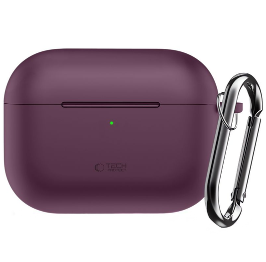 Tech-Protect Silicone Hook -suojakuori Apple AirPods Pro 3 -kuulokkeille, viininpunainen
