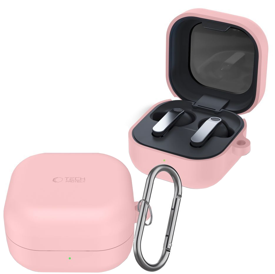 Tech-Protect Silicone Hook -suojakotelo Samsung Galaxy Buds4 / Buds4 Pro, Vaaleanpunainen