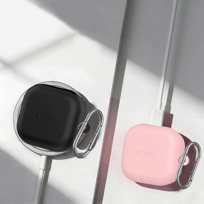 Tech-Protect Silicone Hook -suojakotelo Samsung Galaxy Buds4 / Buds4 Pro -kuulokkeille, Musta