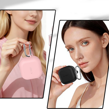 Tech-Protect Silicone Hook -suojakotelo Samsung Galaxy Buds4 / Buds4 Pro -kuulokkeille, Musta
