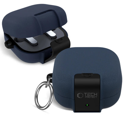 Tech-Protect Slim Hook -suojakotelo Samsung Galaxy Buds4 / Buds4 Pro -kuulokkeille, Tummansininen