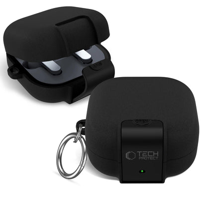 Tech-Protect Slim Hook -suojakotelo Samsung Galaxy Buds4 / Buds4 Pro -kuulokkeille, Musta