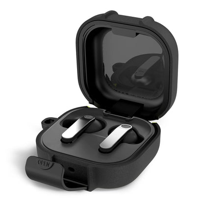 Tech-Protect Slim Hook -suojakotelo Samsung Galaxy Buds4 / Buds4 Pro -kuulokkeille, Musta