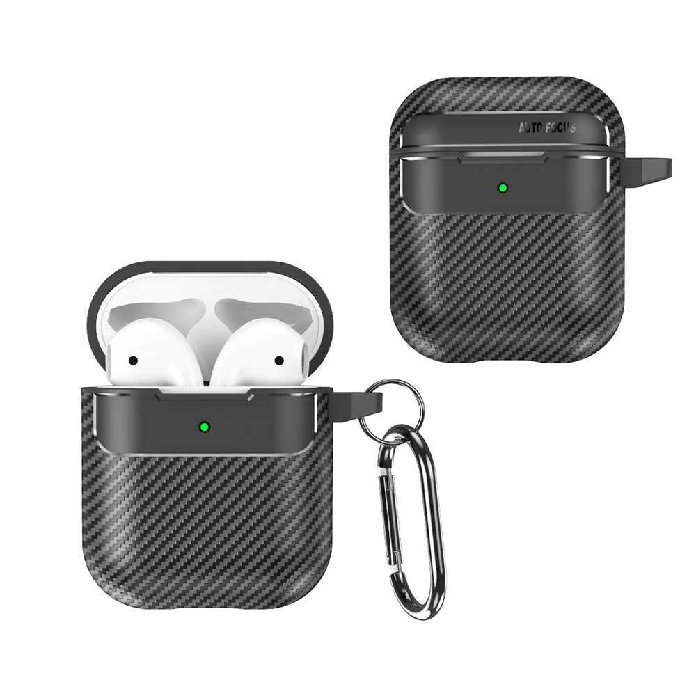 Techsuit CarbonFiber -kuori Apple AirPods Gen 2 / Gen 1:lle, Musta