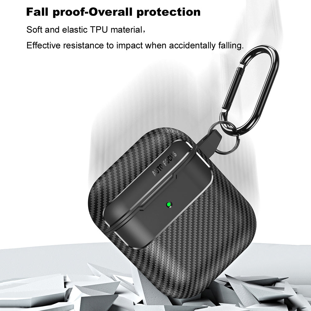 Techsuit CarbonFiber -kuori Apple AirPods Gen 2 / Gen 1:lle, Musta