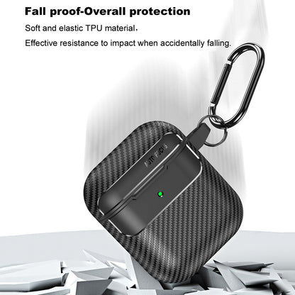Techsuit CarbonFiber -kuori Apple AirPods Gen 2 / Gen 1:lle, Musta