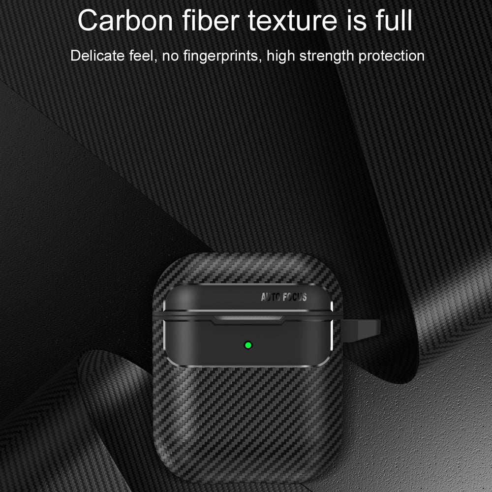 Techsuit CarbonFiber -kuori Apple AirPods Gen 2 / Gen 1:lle, Musta