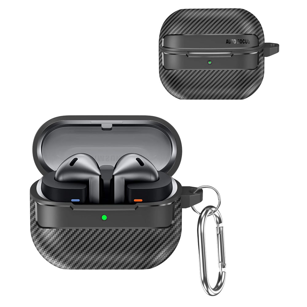 Techsuit CarbonFiber -kuori Samsung Galaxy Buds3 FE / Buds3 Pro / Buds3 -kuulokkeille, musta