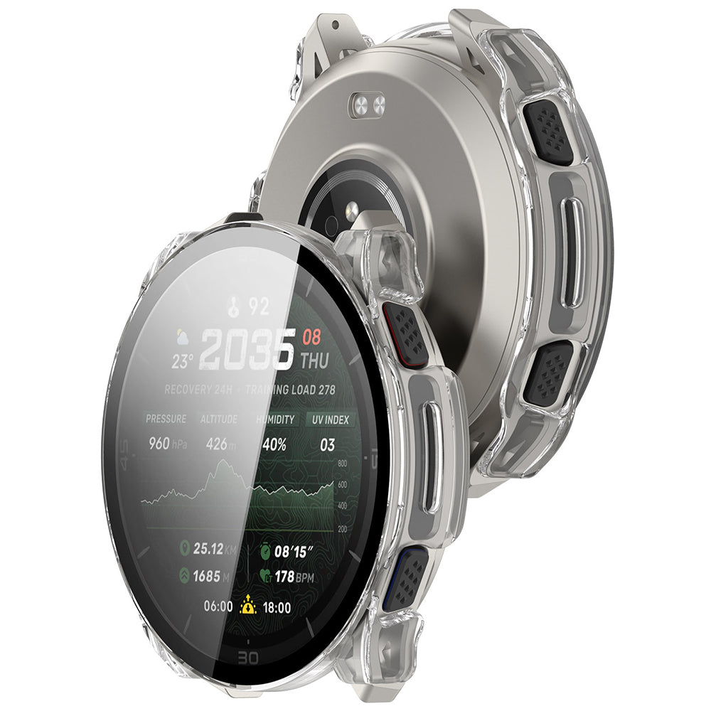 Techsuit Defense360 Pro -kuori Amazfit Cheetah 2 Ultra -kellolle, läpinäkyvä