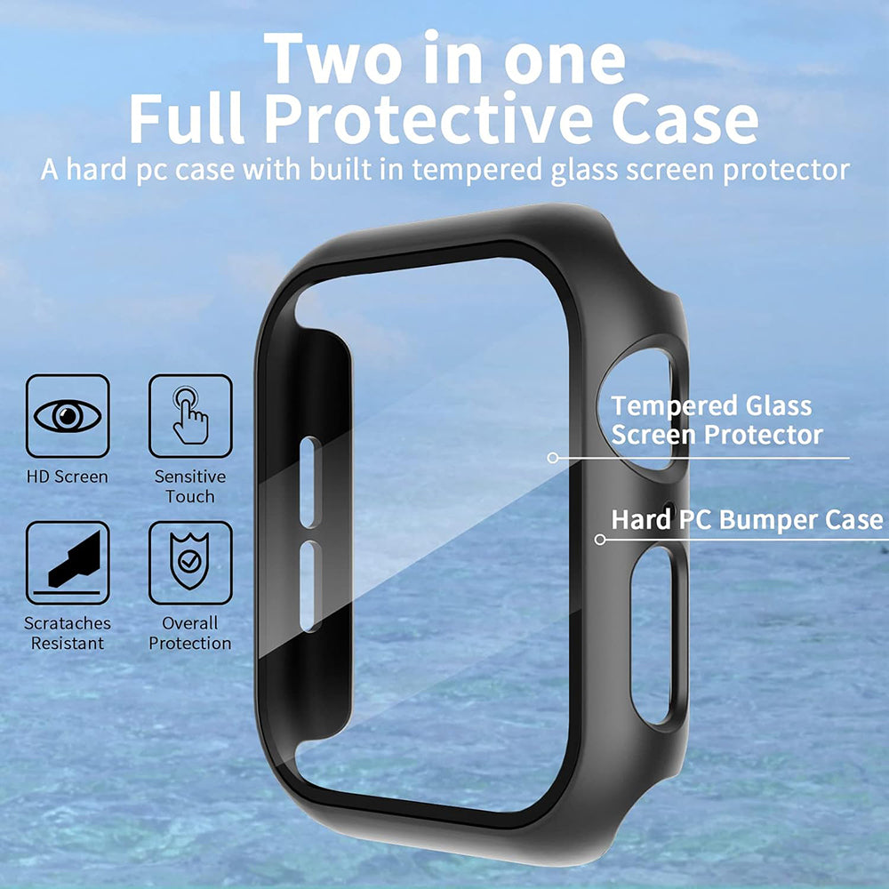 Techsuit Defense360 Pro -kuori Apple Watch 44mm -sarjalle, musta