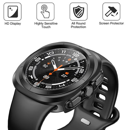 Techsuit Defense360 Pro -kuori Samsung Galaxy Watch Ultra -kellolle, musta
