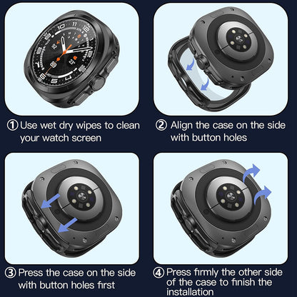 Techsuit Defense360 Pro -kuori Samsung Galaxy Watch Ultra -kellolle, musta